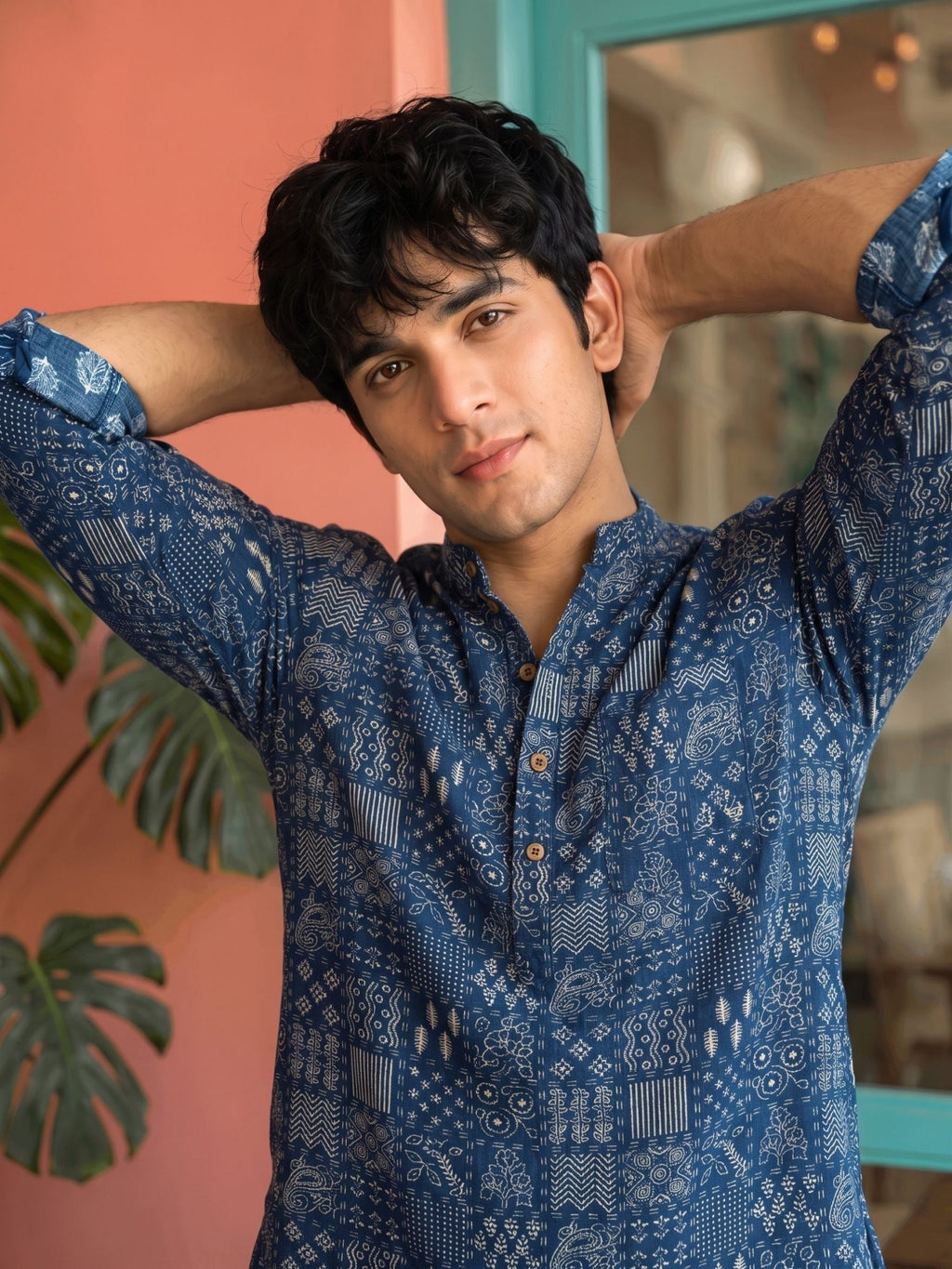 Royal Blue Vibes – Printed Cotton Short Kurta - Jaipuri Crown