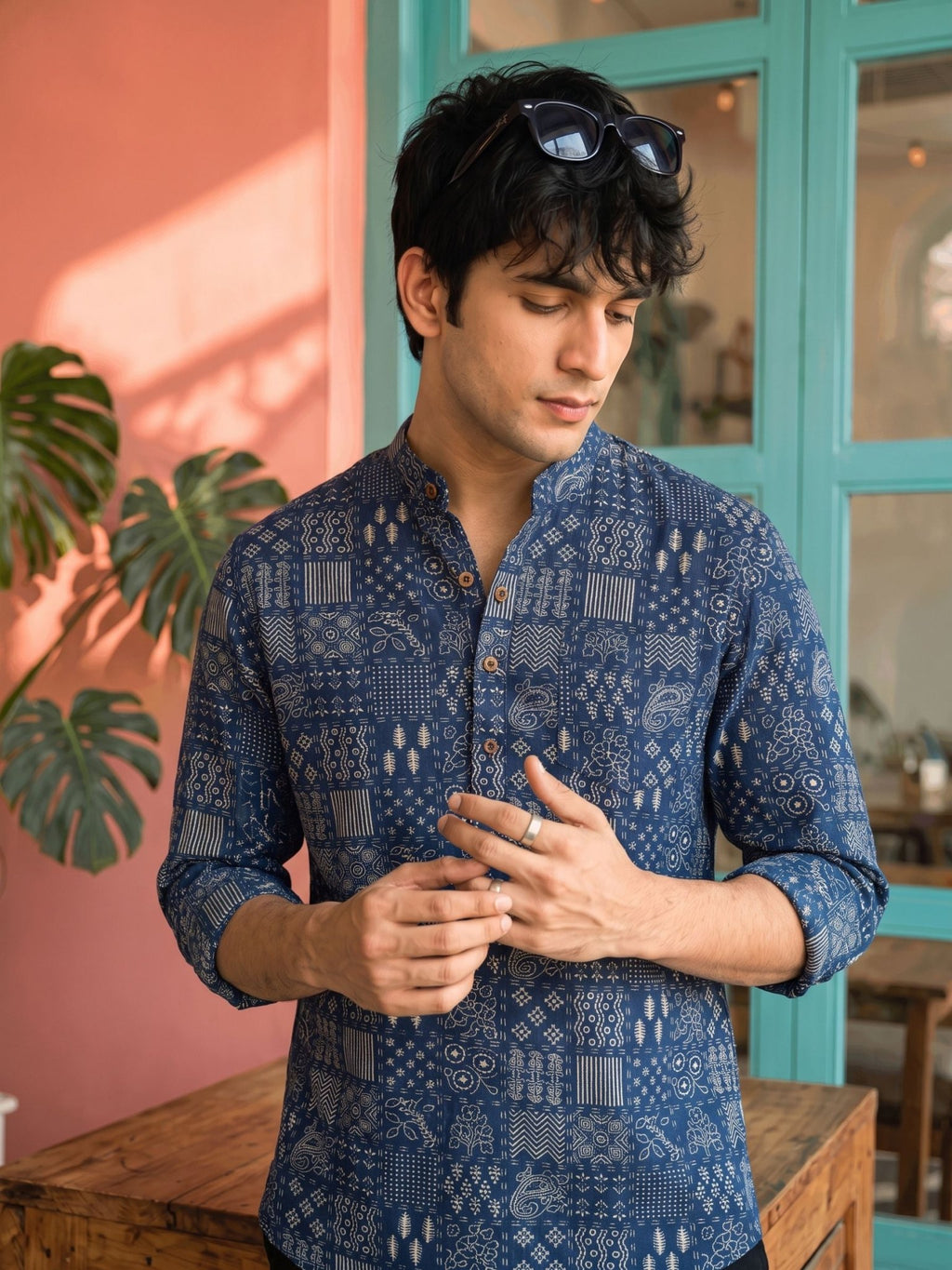 Royal Blue Vibes – Printed Cotton Short Kurta - Jaipuri Crown