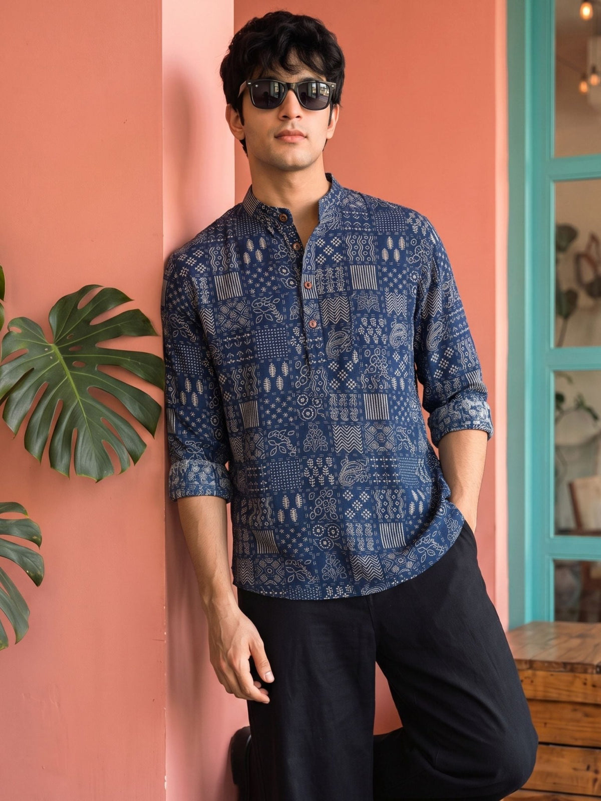 Royal Blue Vibes – Printed Cotton Short Kurta - Jaipuri Crown