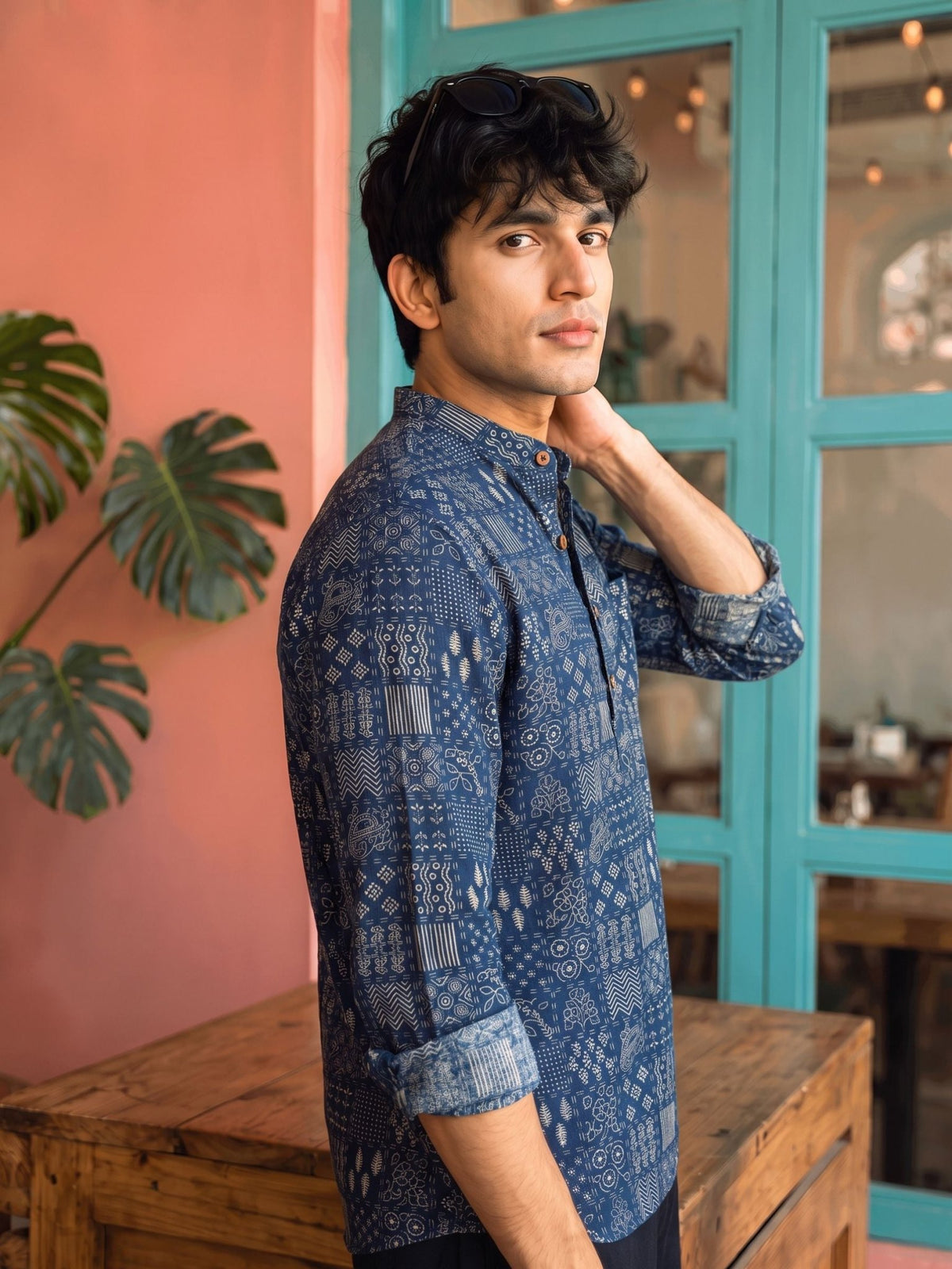 Royal Blue Vibes – Printed Cotton Short Kurta - Jaipuri Crown