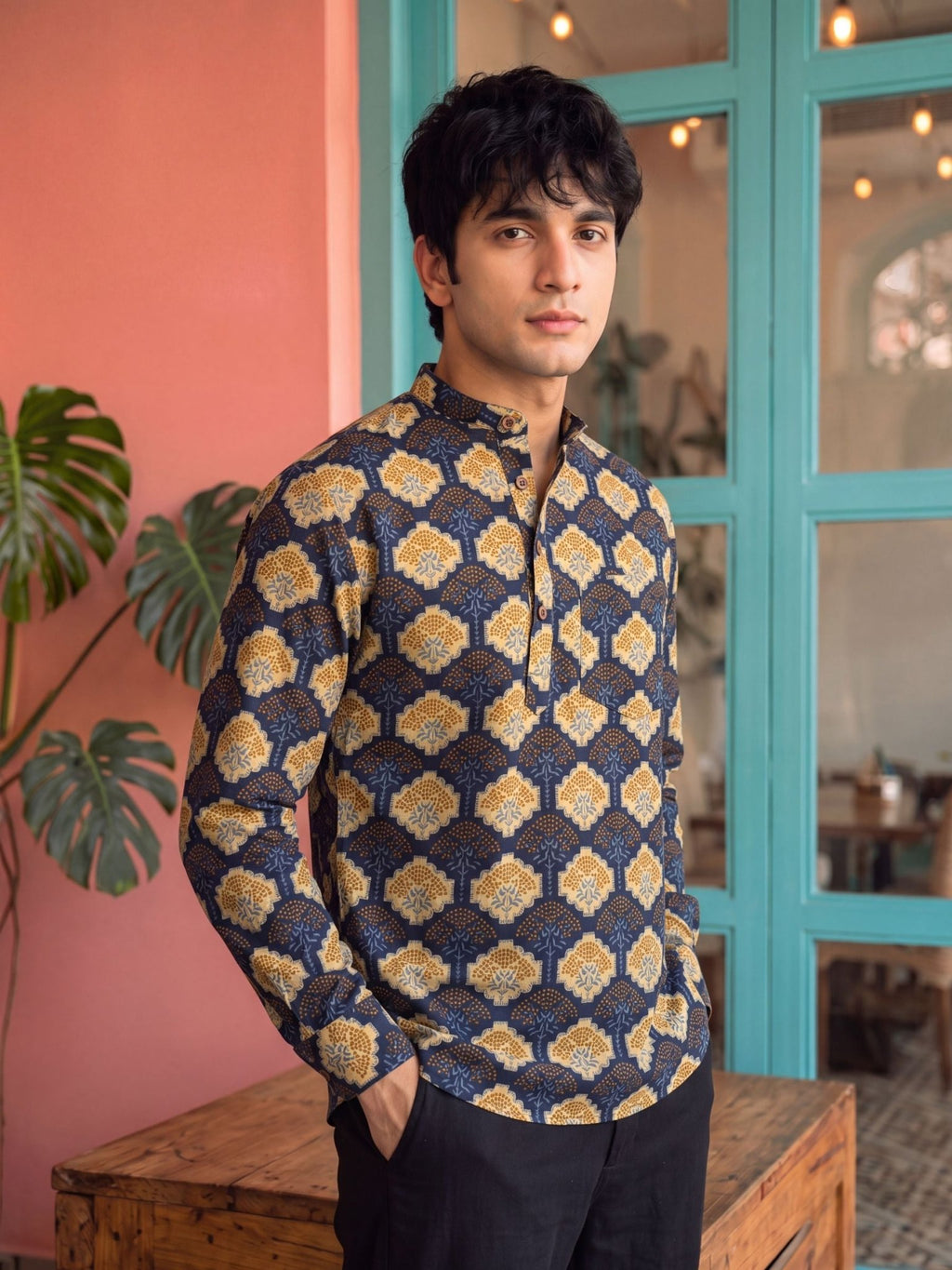 Royal Elegance – Printed Cotton Short Kurta - Jaipuri Crown