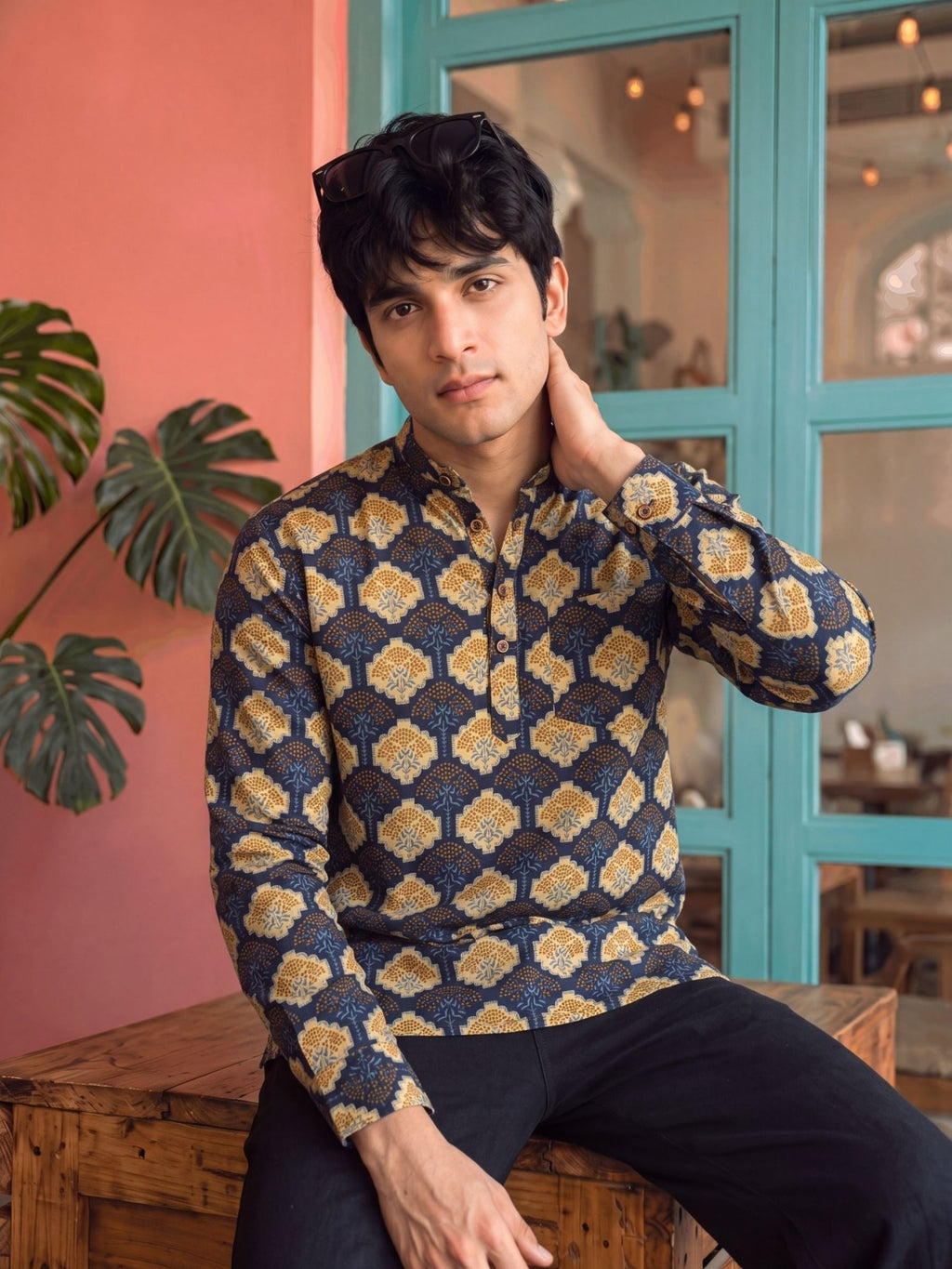 Royal Elegance – Printed Cotton Short Kurta - Jaipuri Crown