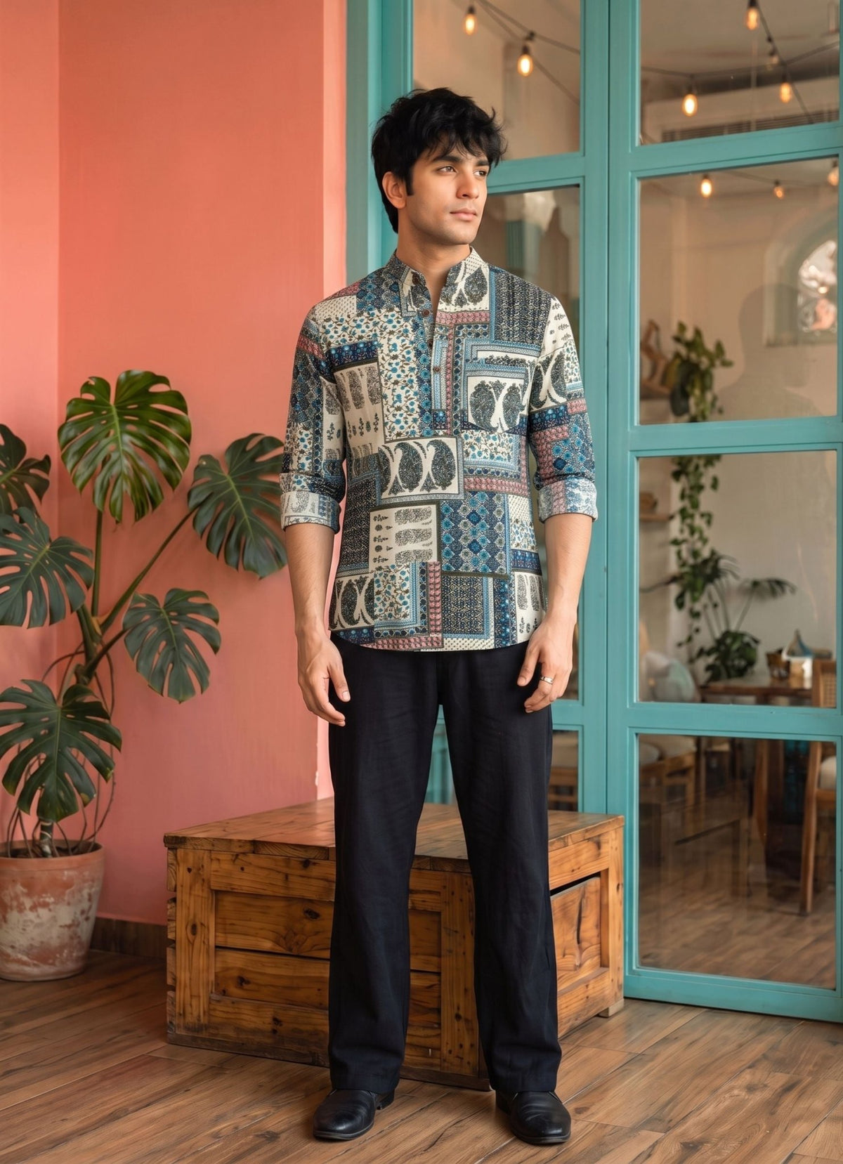 Royal Rajasthan – Printed Cotton Short Kurta - Jaipuri Crown