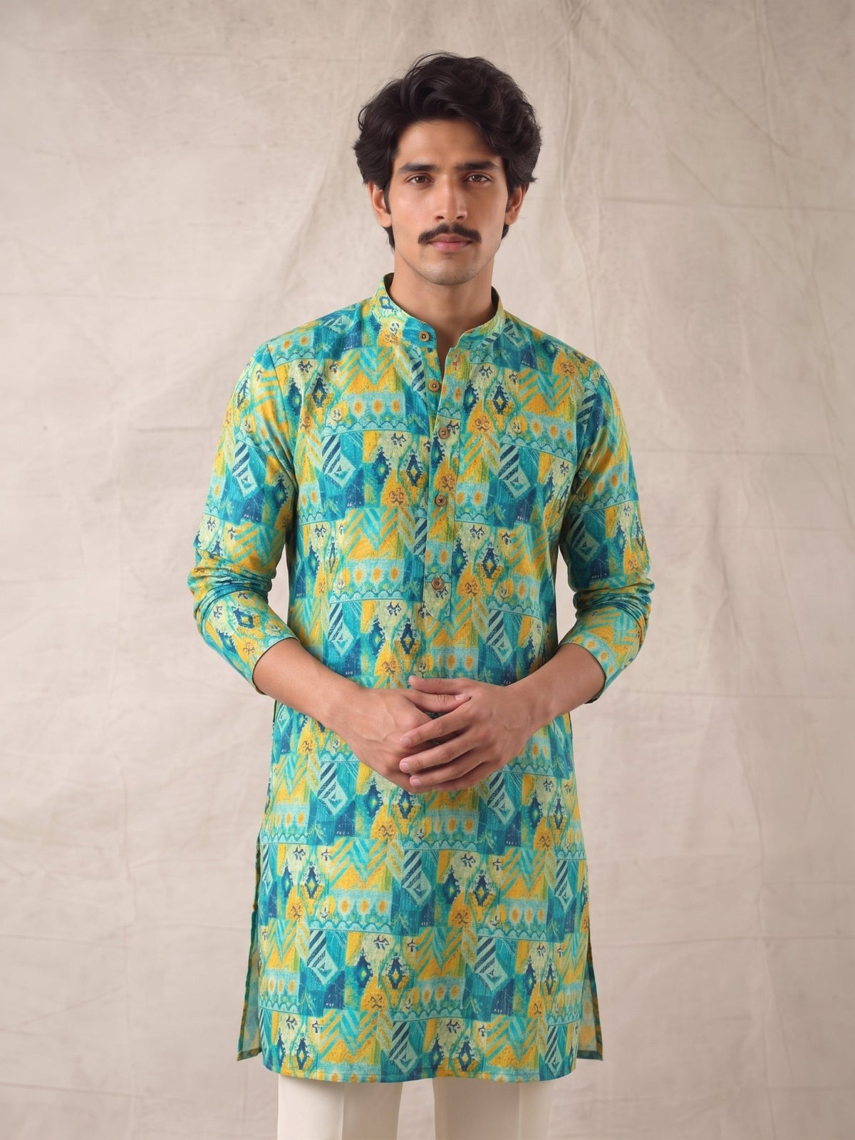 Royal Reverberation Silver Printed Kurta - Jaipuri Crown