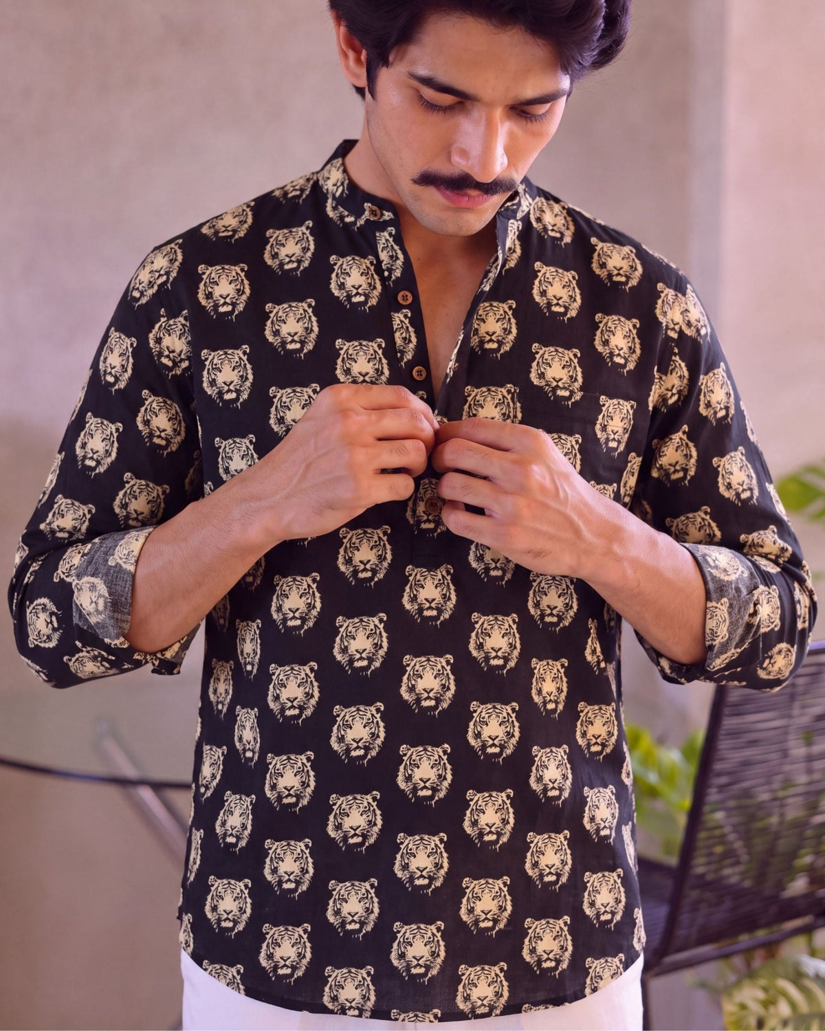 Royal Roar – Printed Cotton Short Kurta - Jaipuri Crown