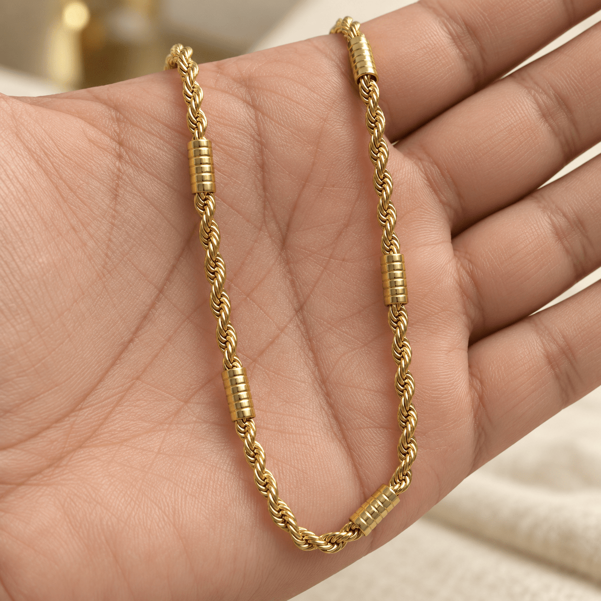 Royal Twisted Rope Gold Plated Chain for Men - Jaipuri Crown