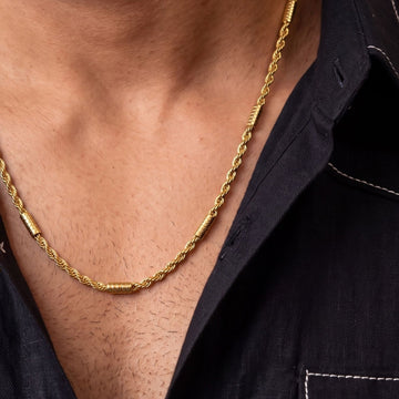 Royal Twisted Rope Gold Plated Chain for Men - Jaipuri Crown