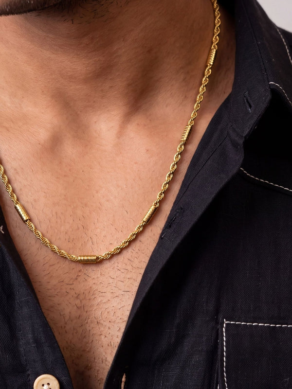 Royal Twisted Rope Gold Plated Chain for Men - Jaipuri Crown