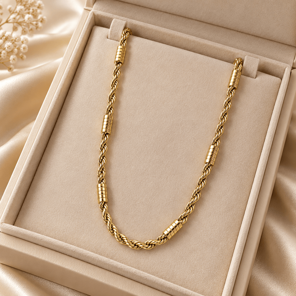 Royal Twisted Rope Gold Plated Chain for Men - Jaipuri Crown