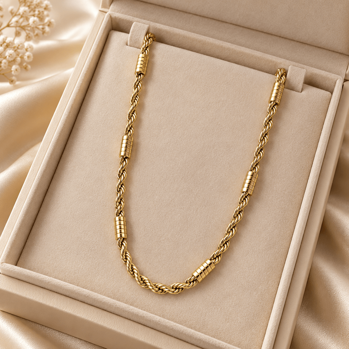 Royal Twisted Rope Gold Plated Chain for Men - Jaipuri Crown
