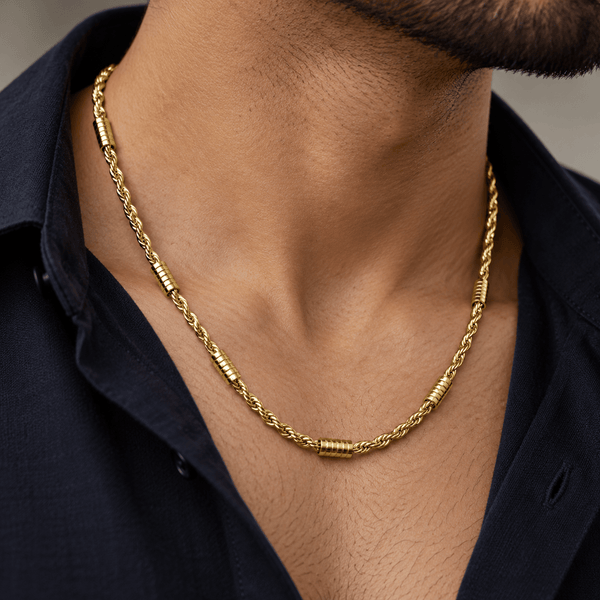 Royal Twisted Rope Gold Plated Chain for Men - Jaipuri Crown
