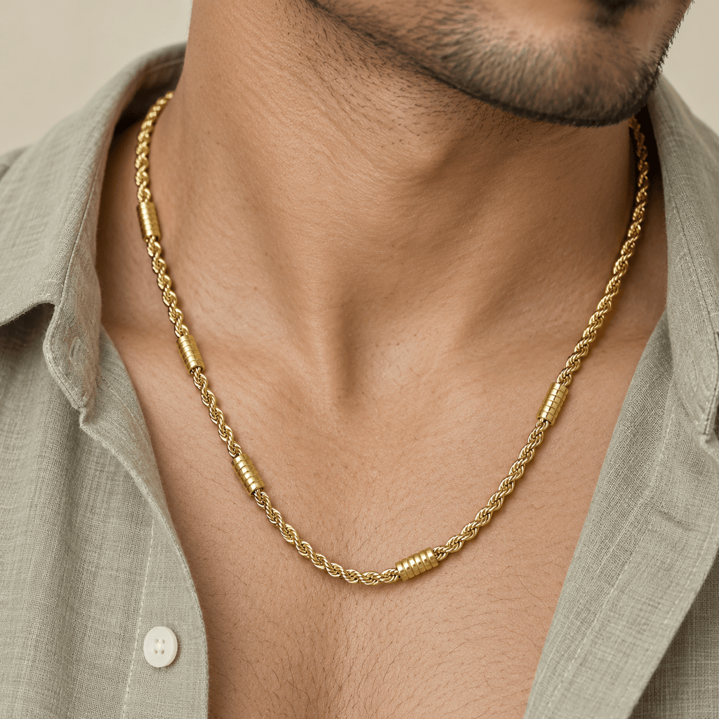 Royal Twisted Rope Gold Plated Chain for Men - Jaipuri Crown