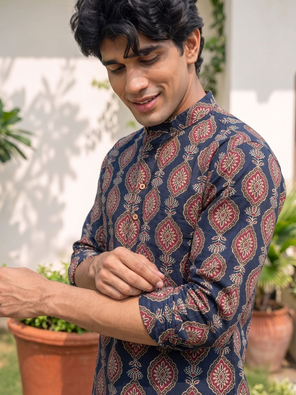Royal Vintage – Printed Cotton Short Kurta - Jaipuri Crown