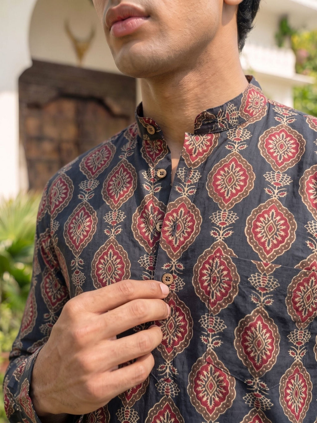Royal Vintage – Printed Cotton Short Kurta - Jaipuri Crown