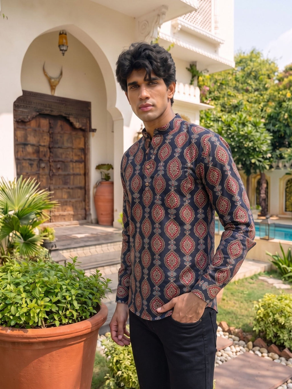 Royal Vintage – Printed Cotton Short Kurta - Jaipuri Crown