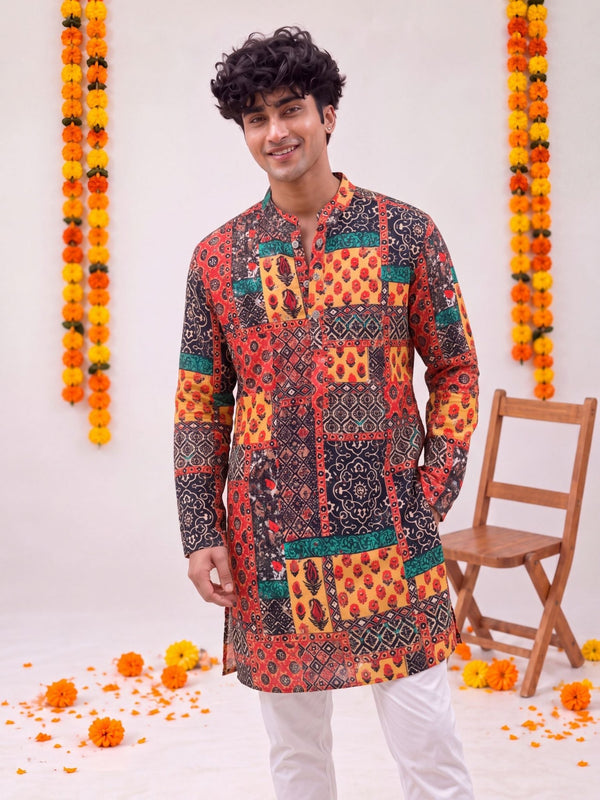 Rust Floral Jaal – Printed Long Kurta - Jaipuri Crown