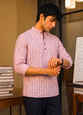 Rustic Charm – Linen Striped Short Kurta - Jaipuri Crown