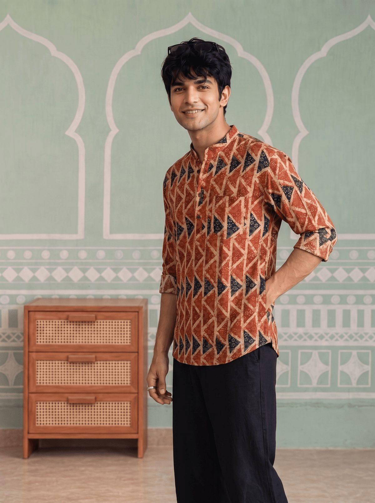 Rustic Charm – Printed Cotton Short Kurta - Jaipuri Crown