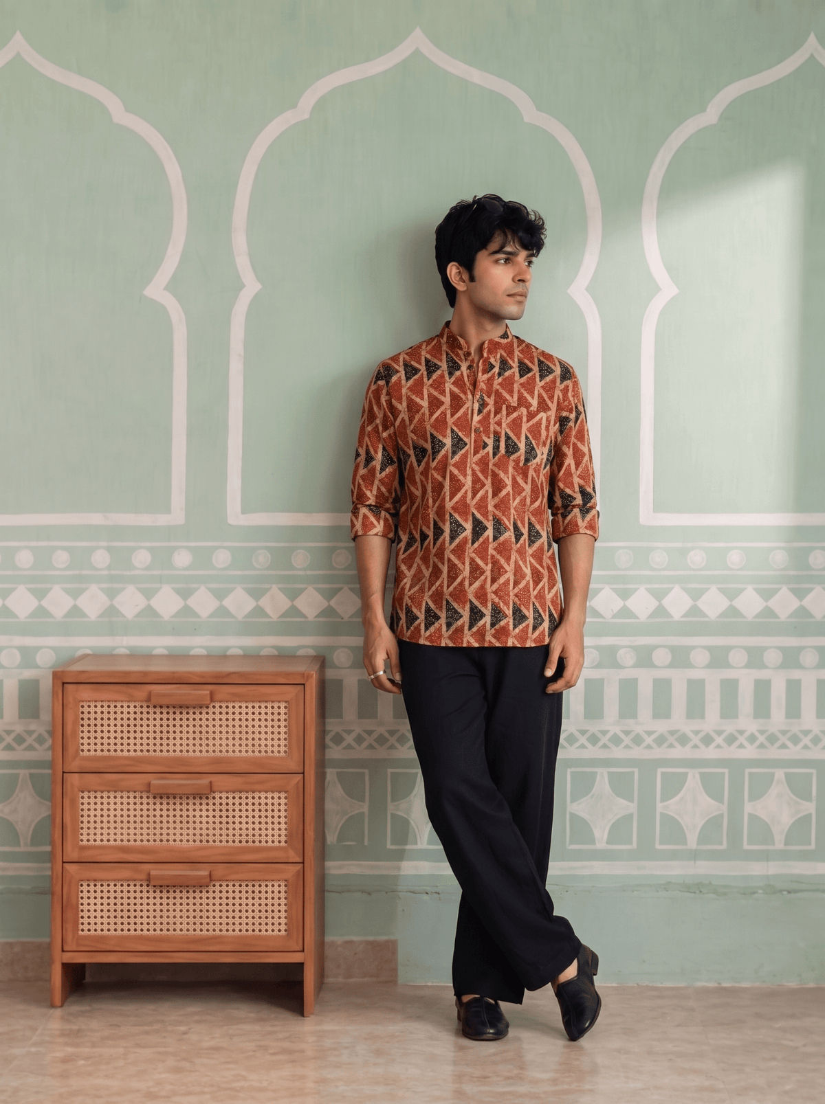 Rustic Charm – Printed Cotton Short Kurta - Jaipuri Crown