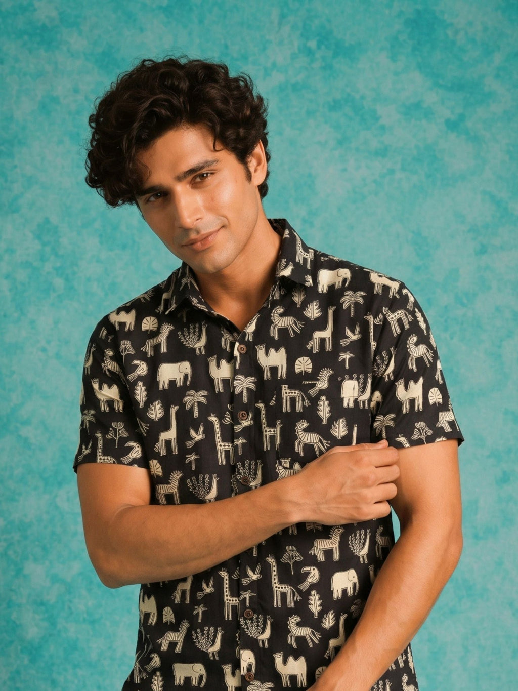 Safari Flux — Wildlife Digital Printed Cotton Cambric Shirt | Jaipuri Crown - Jaipuri Crown