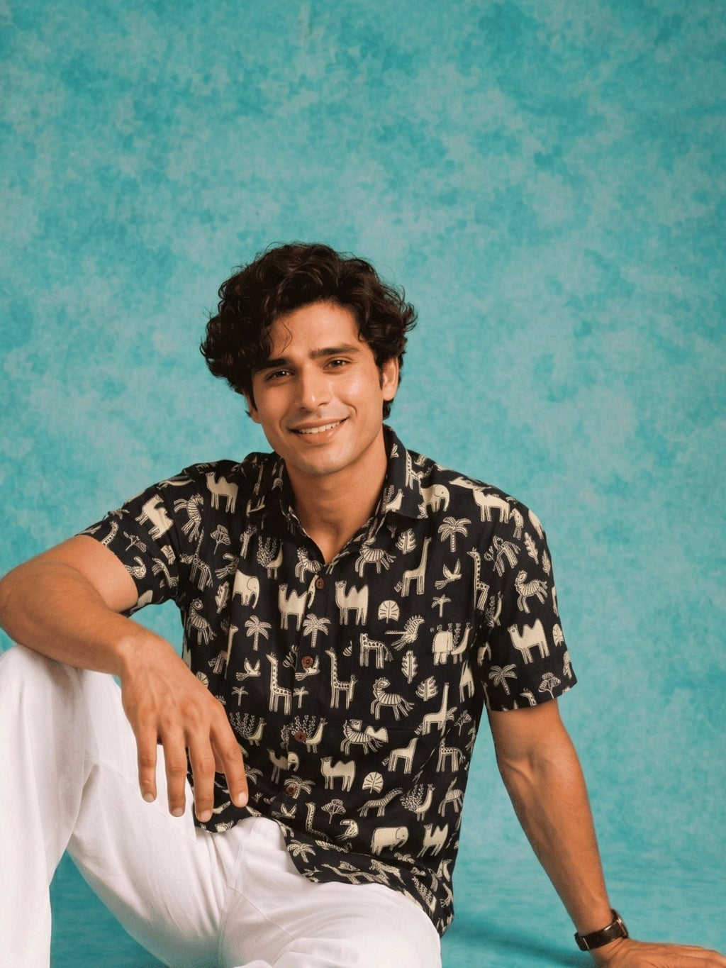 Safari Flux — Wildlife Digital Printed Cotton Cambric Shirt | Jaipuri Crown - Jaipuri Crown