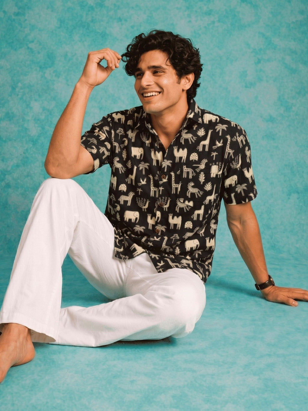 Safari Flux — Wildlife Digital Printed Cotton Cambric Shirt | Jaipuri Crown - Jaipuri Crown