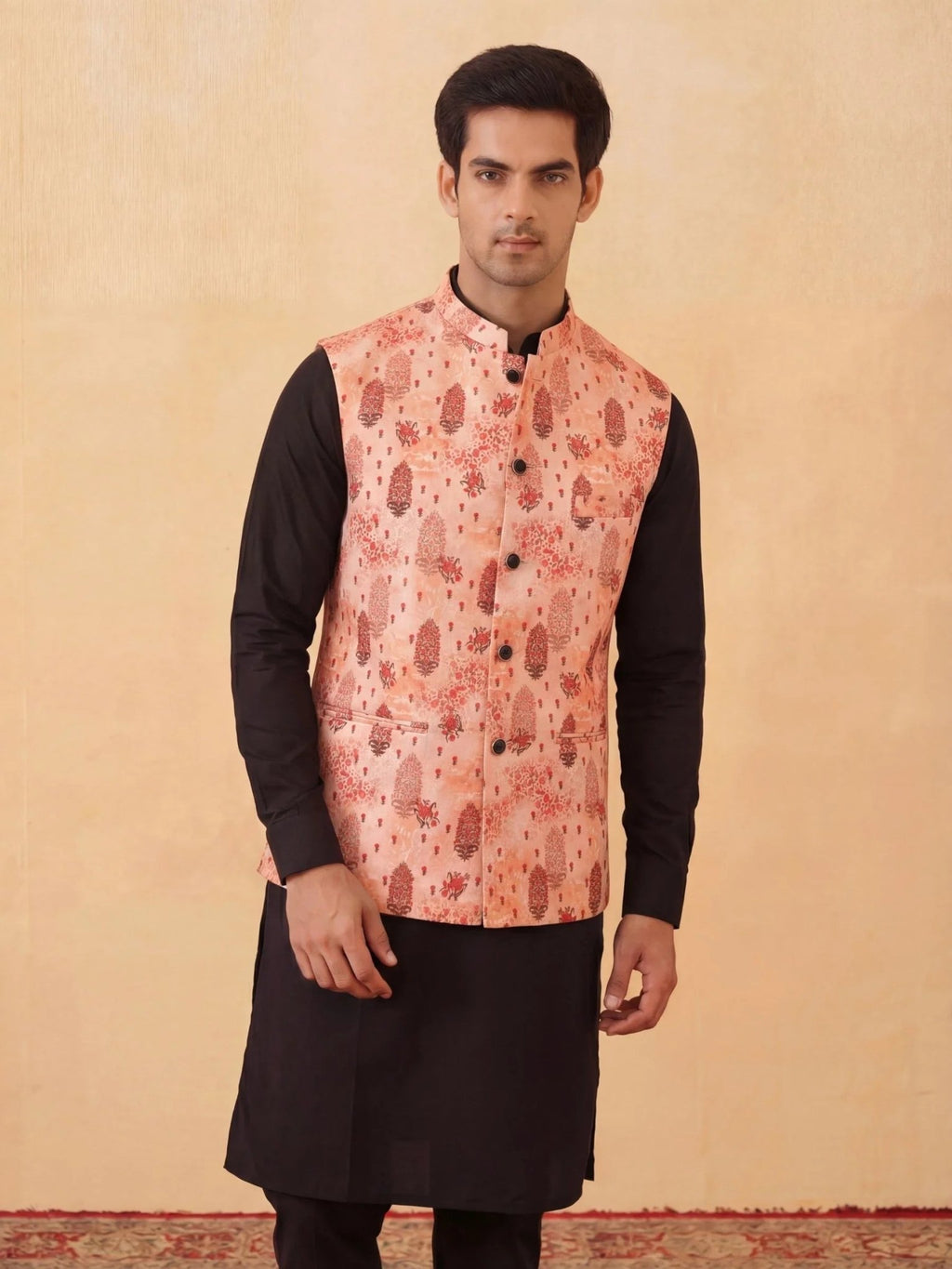 Saffron Silk Modi Jacket - Jaipuri Crown
