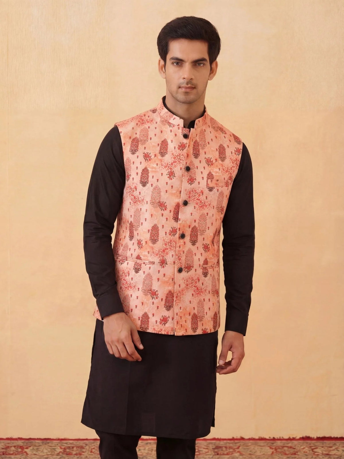 Saffron Silk Modi Jacket - Jaipuri Crown