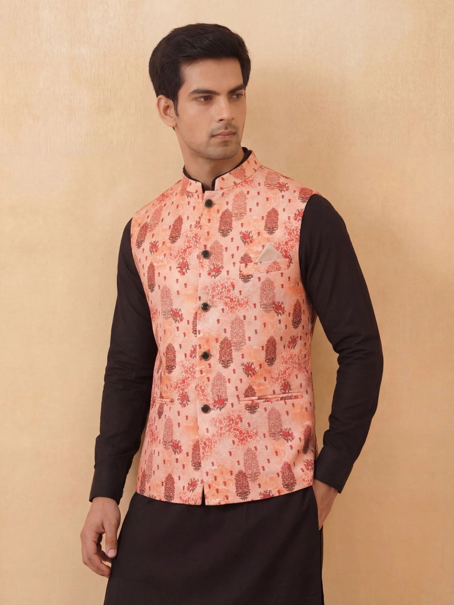 Saffron Silk Modi Jacket - Jaipuri Crown