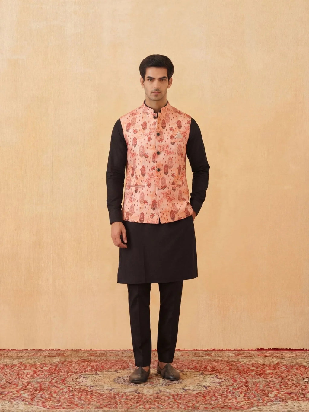 Saffron Silk Modi Jacket - Jaipuri Crown