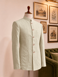 Sage Green Linen Jodhpuri Bandhgala for Men - Jaipuri Crown