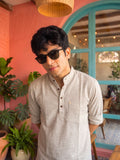 Sand Beige Heritage Short Kurta - Jaipuri Crown