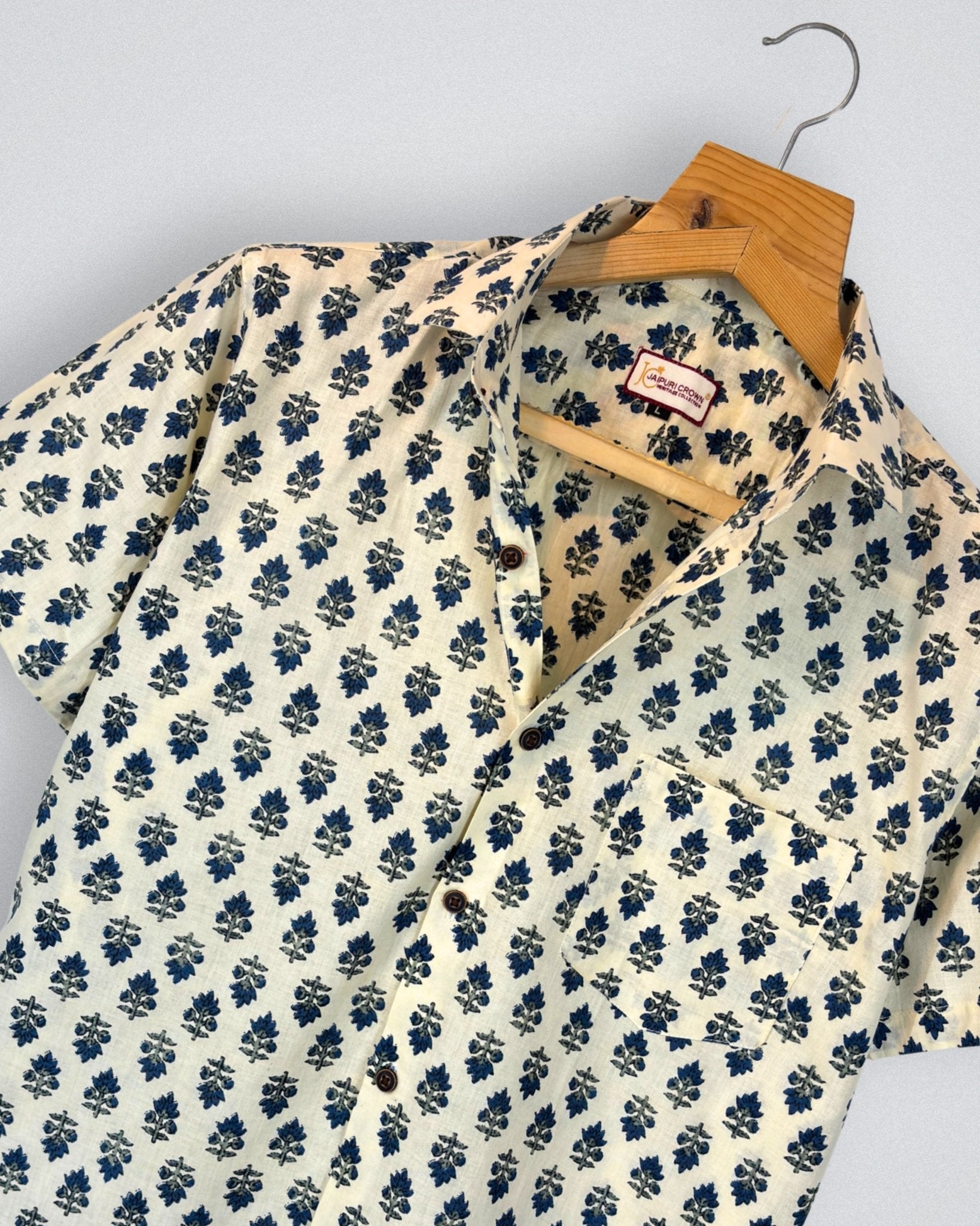 Sanganeri Bloom – Heritage Printed Cotton Half Sleeve - Jaipuri Crown