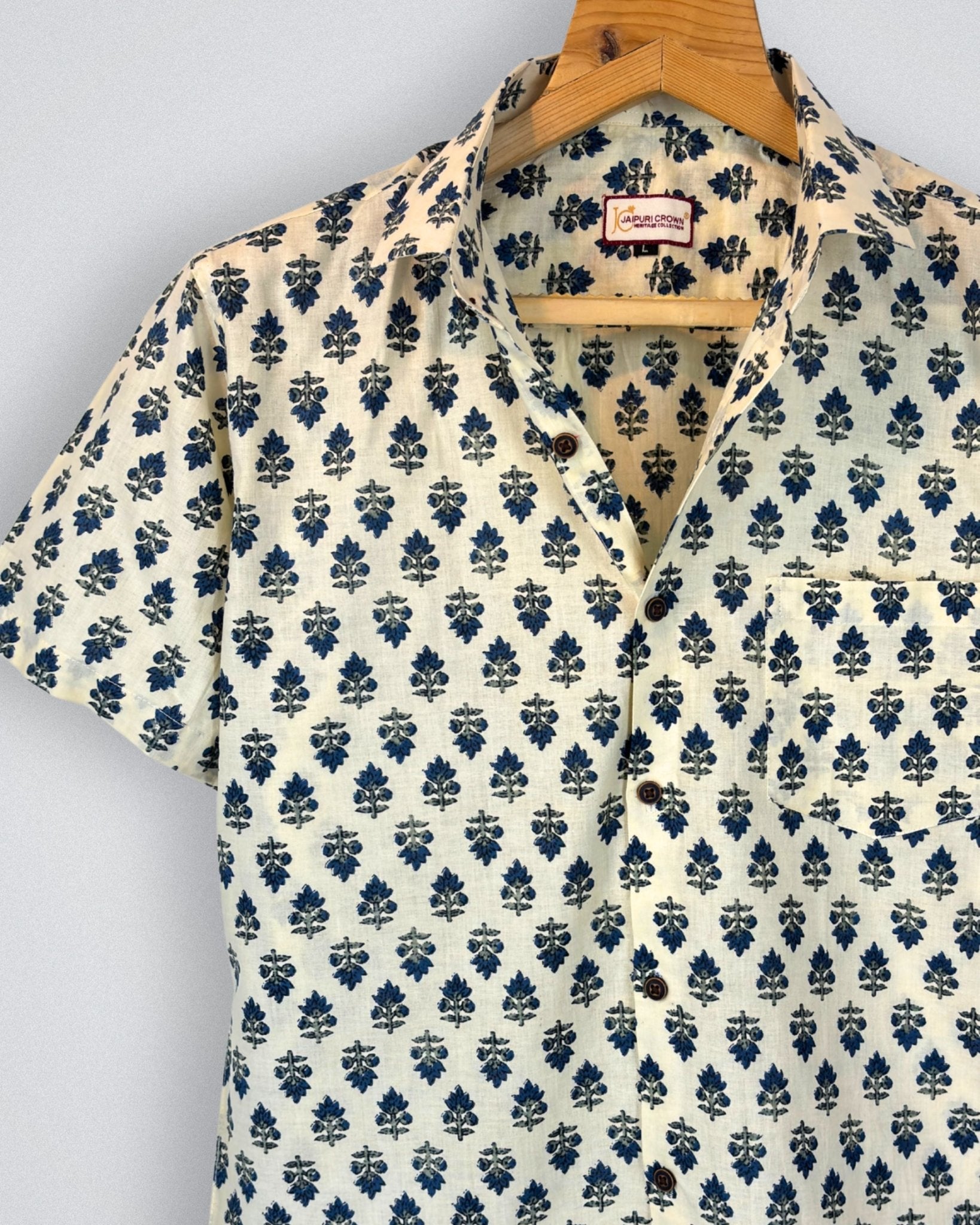 Sanganeri Bloom – Heritage Printed Cotton Half Sleeve - Jaipuri Crown