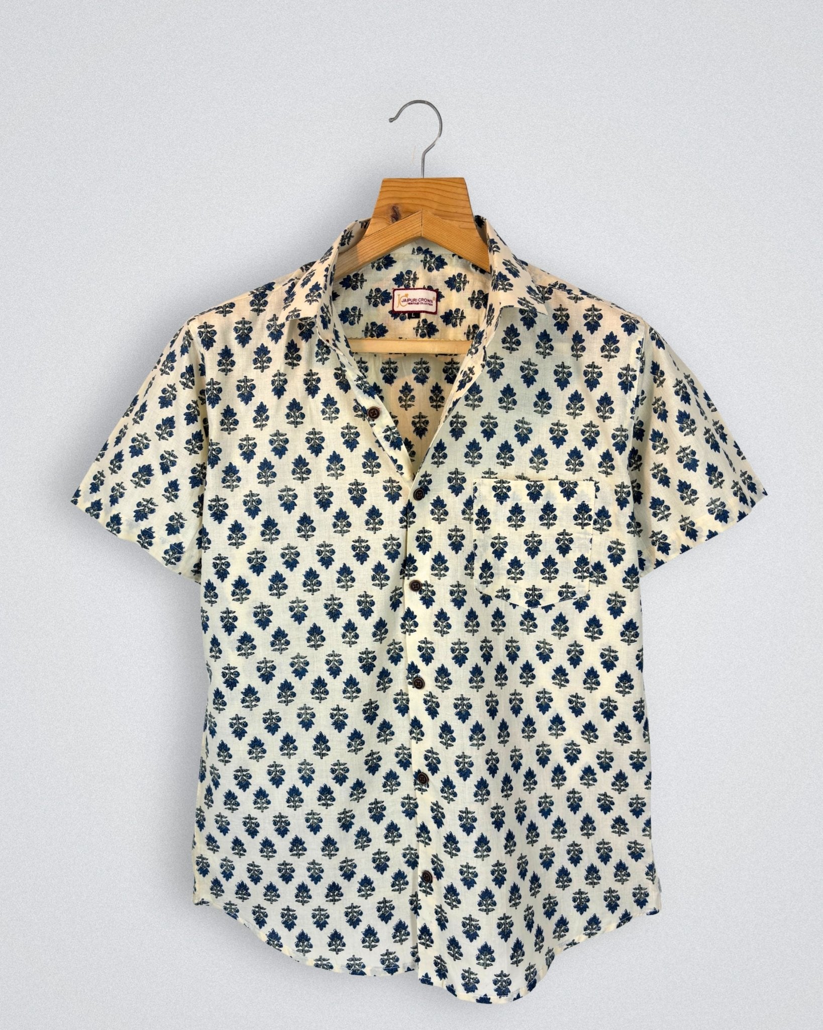 Sanganeri Bloom – Heritage Printed Cotton Half Sleeve - Jaipuri Crown