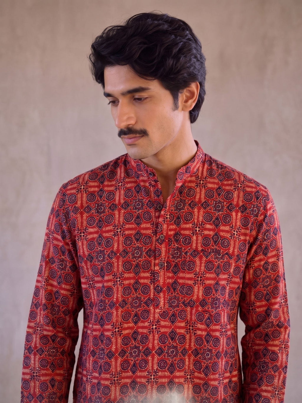 Sanganeri Charm – Men's Cotton Short Kurta - Jaipuri Crown