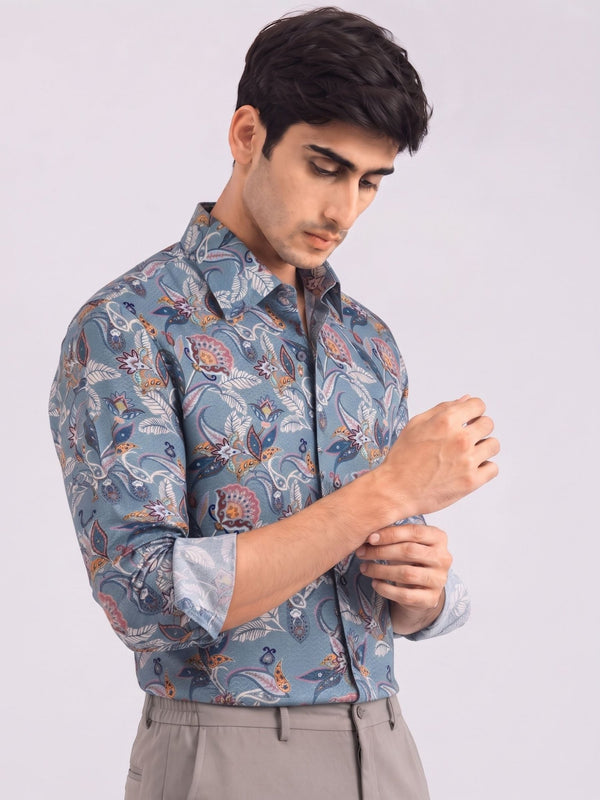 Sanganeri Charm – Printed Cotton Full Sleeve Shirt - Jaipuri Crown