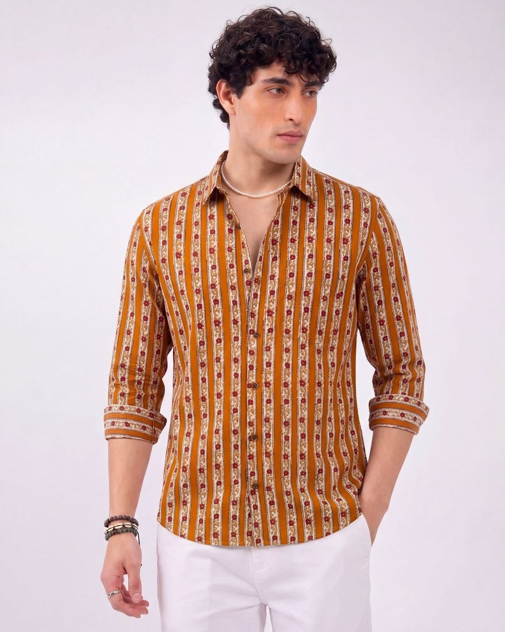 Sanganeri Delight – Men's Full Sleeve Cotton Shirt - Jaipuri Crown