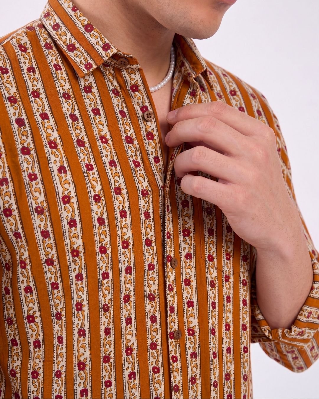 Sanganeri Delight – Men's Full Sleeve Cotton Shirt - Jaipuri Crown
