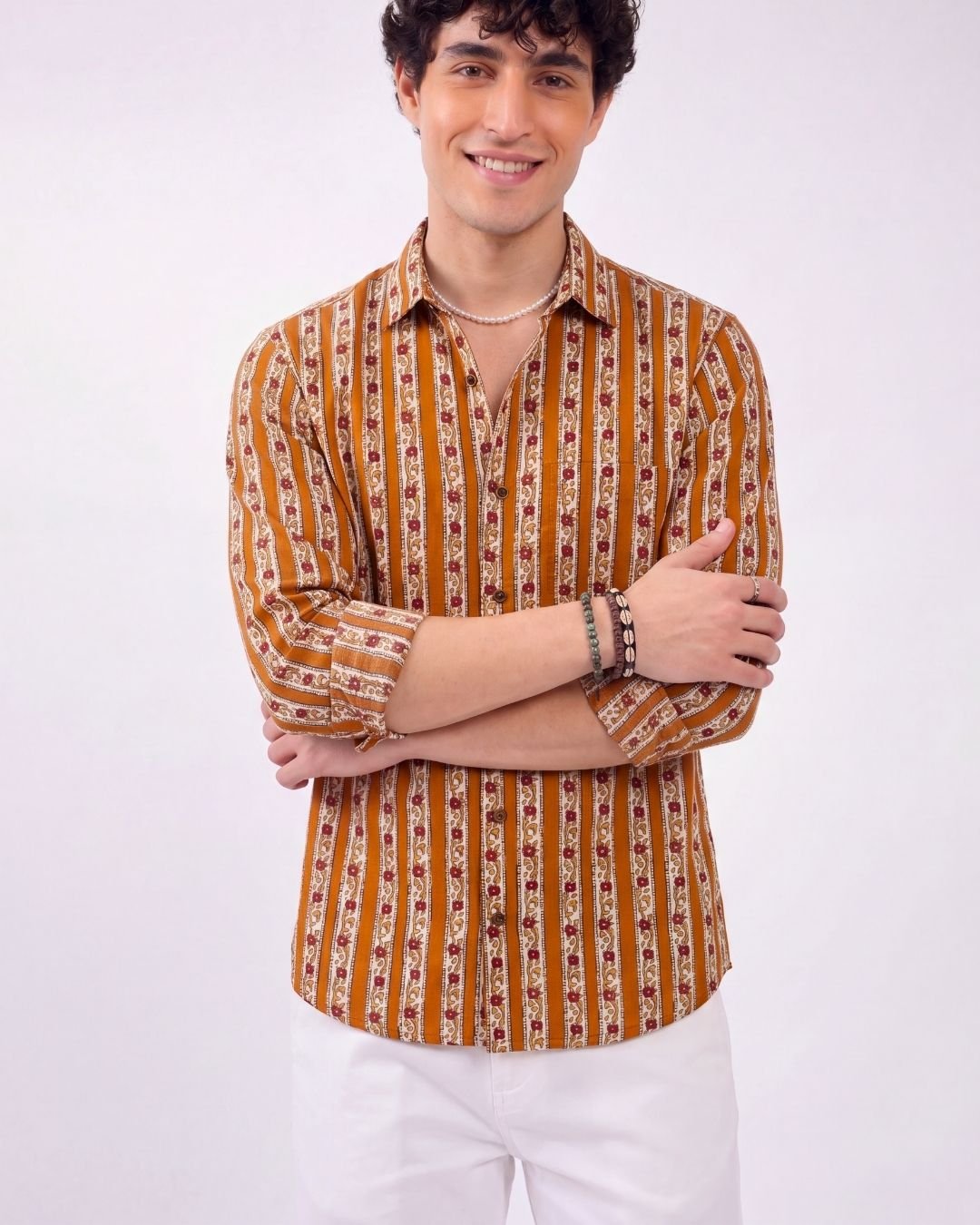 Sanganeri Delight – Men's Full Sleeve Cotton Shirt - Jaipuri Crown