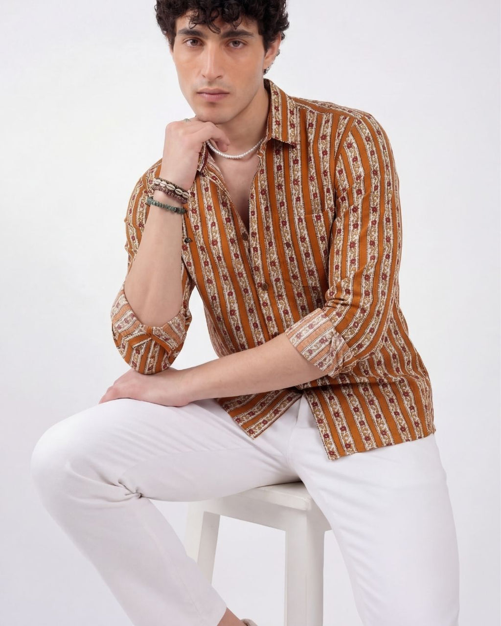 Sanganeri Delight – Men's Full Sleeve Cotton Shirt - Jaipuri Crown