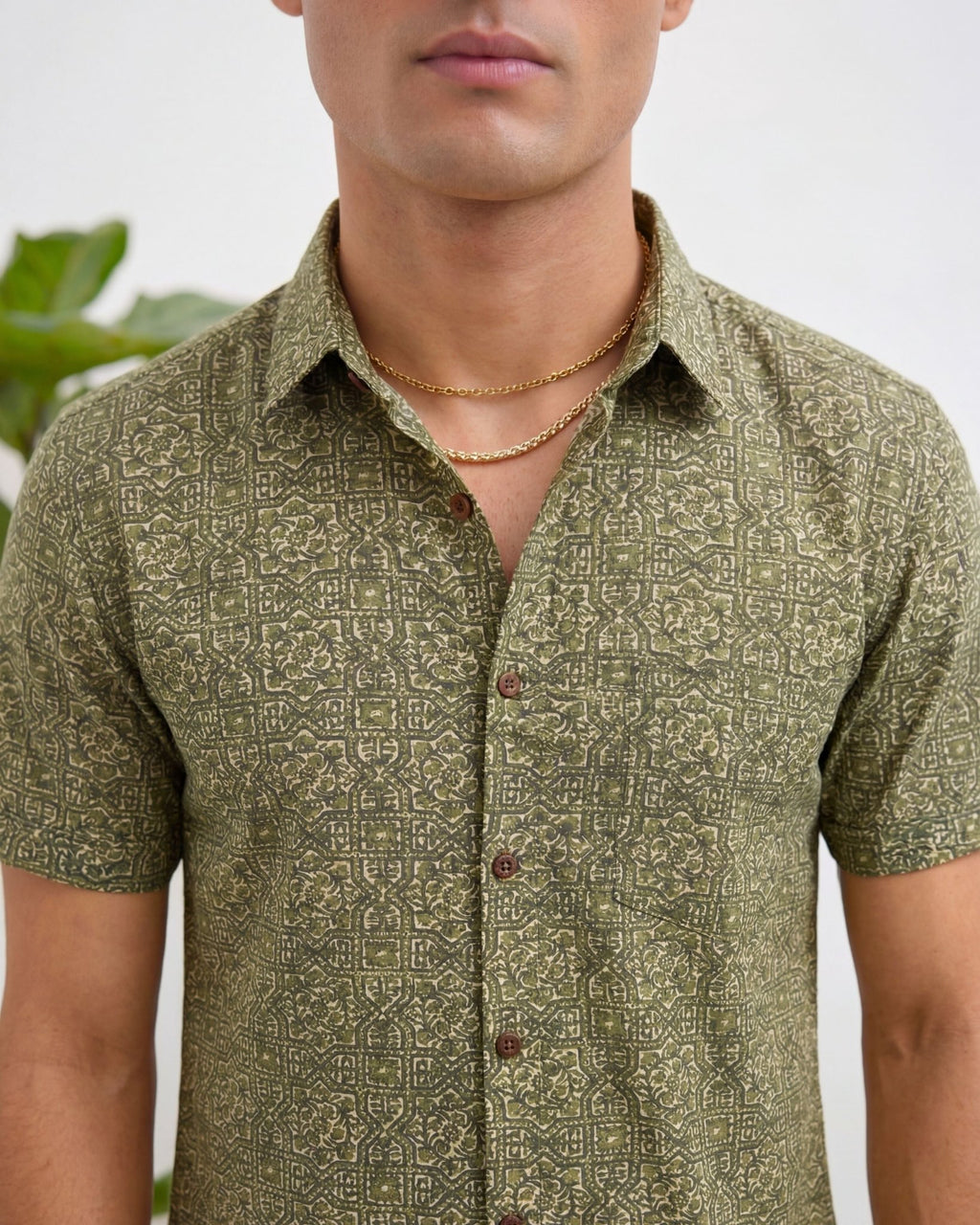 Sanganeri Elegance – Printed Cotton Half Sleeve Shirt - Jaipuri Crown