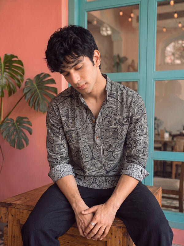 Sanganeri Elegance – Printed Cotton Short Kurta - Jaipuri Crown