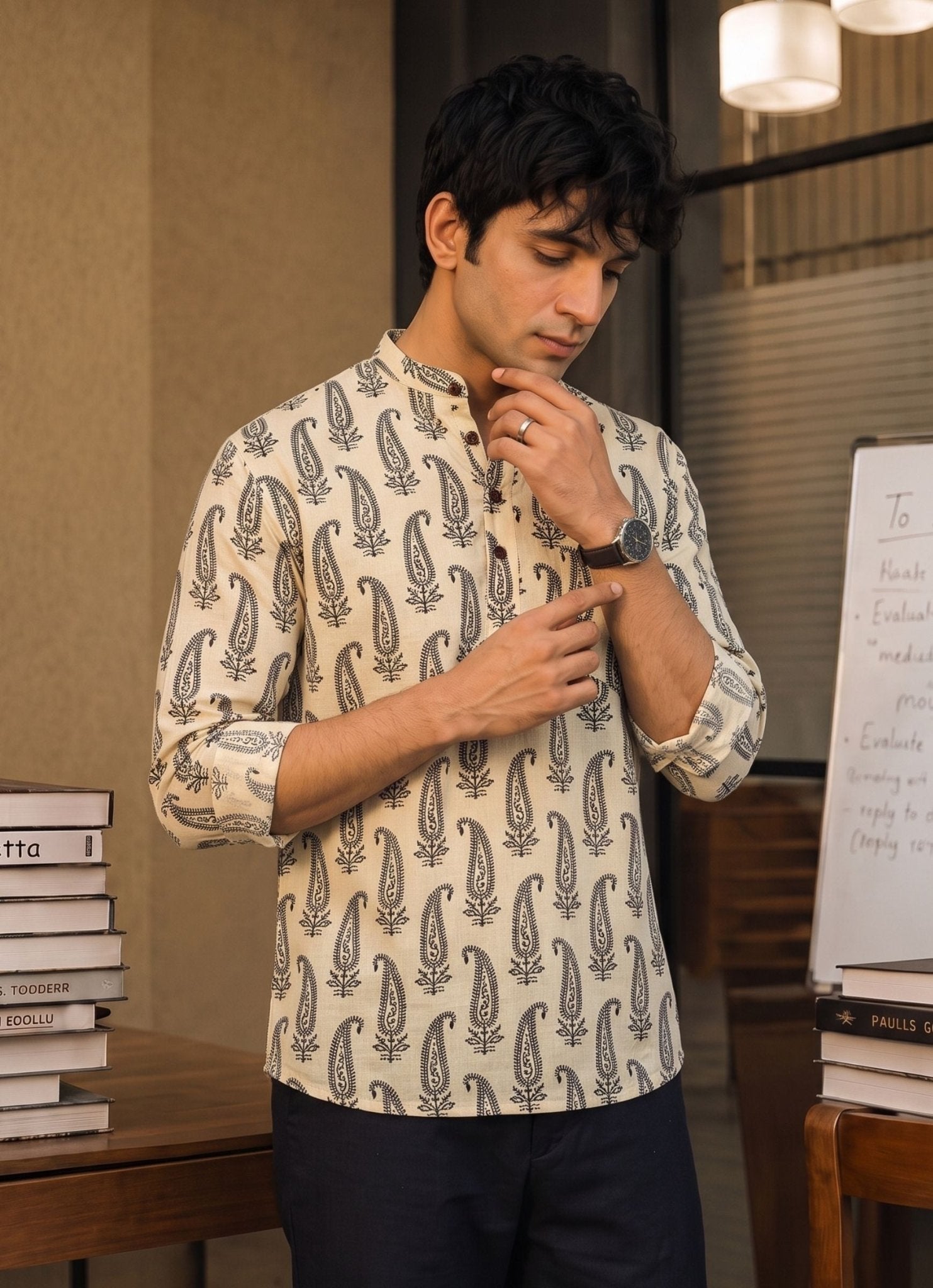 Sanganeri Elegance – Printed Cotton Short Kurta - Jaipuri Crown