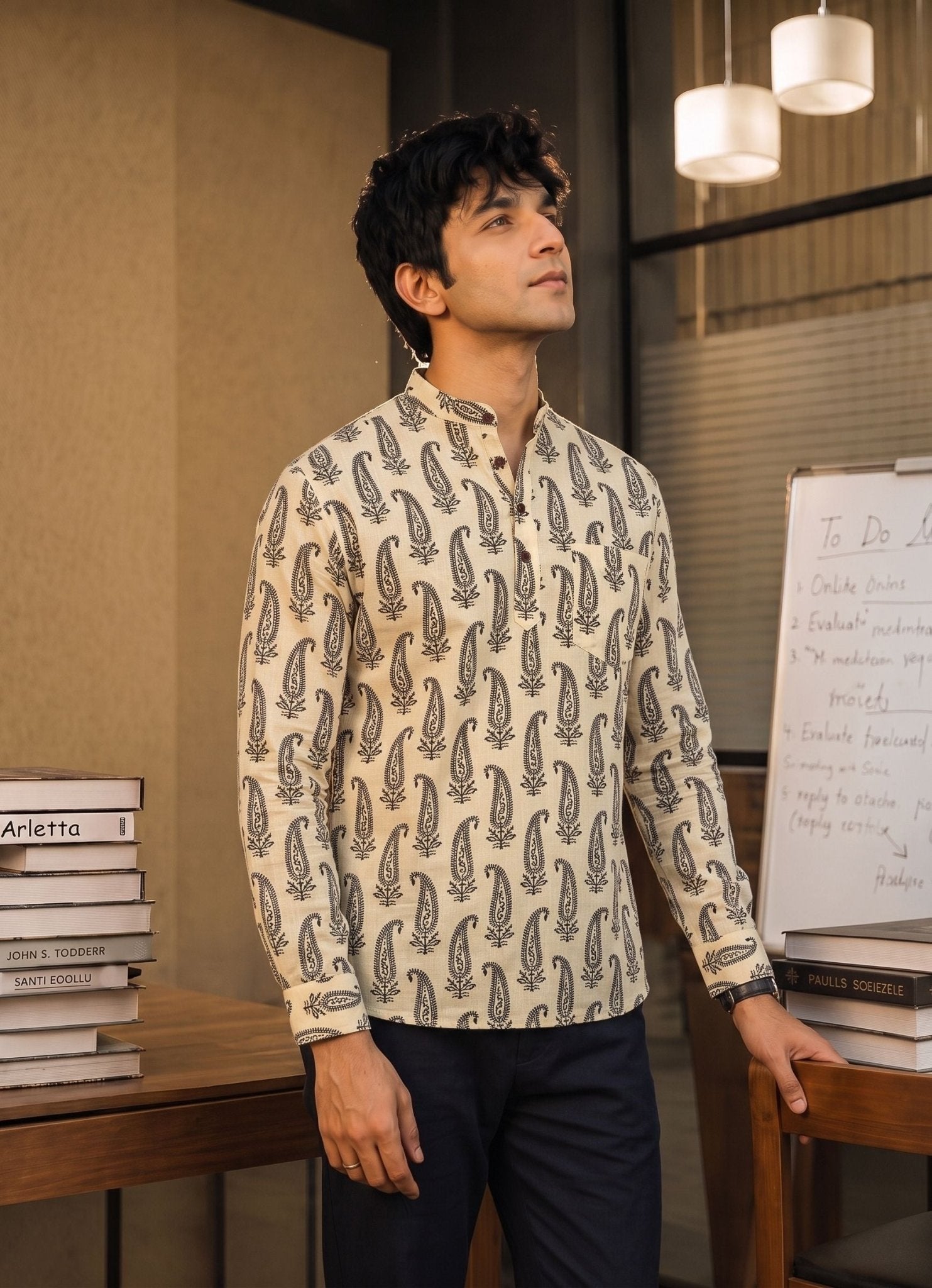 Sanganeri Elegance – Printed Cotton Short Kurta - Jaipuri Crown