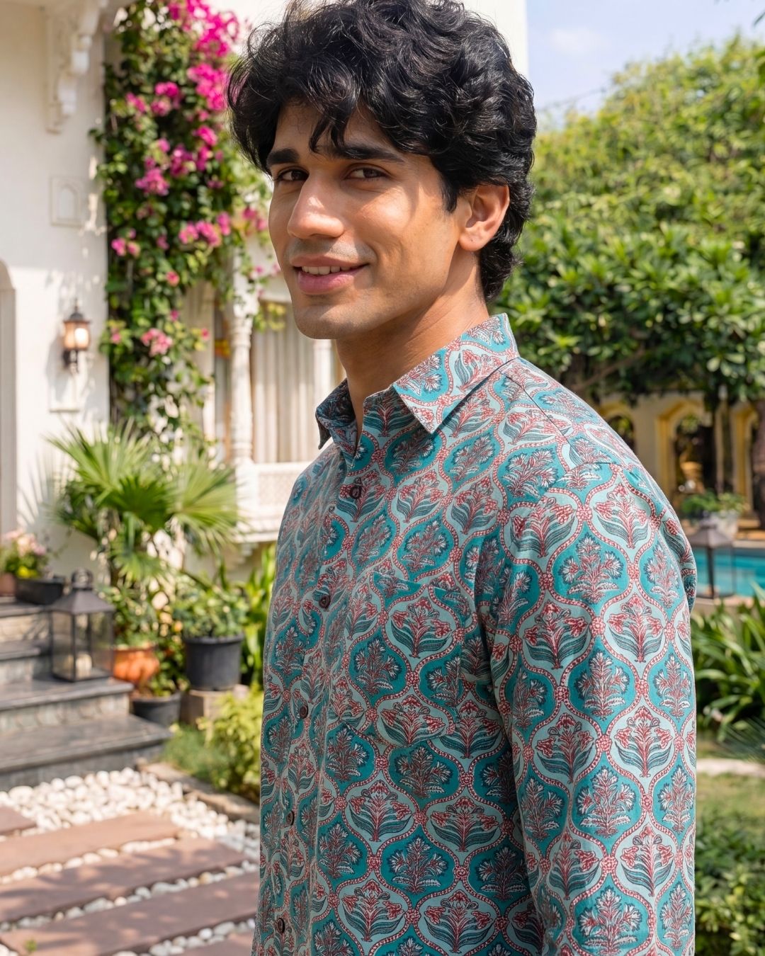Sanganeri Symphony – Men's Printed Cotton Shirt - Jaipuri Crown