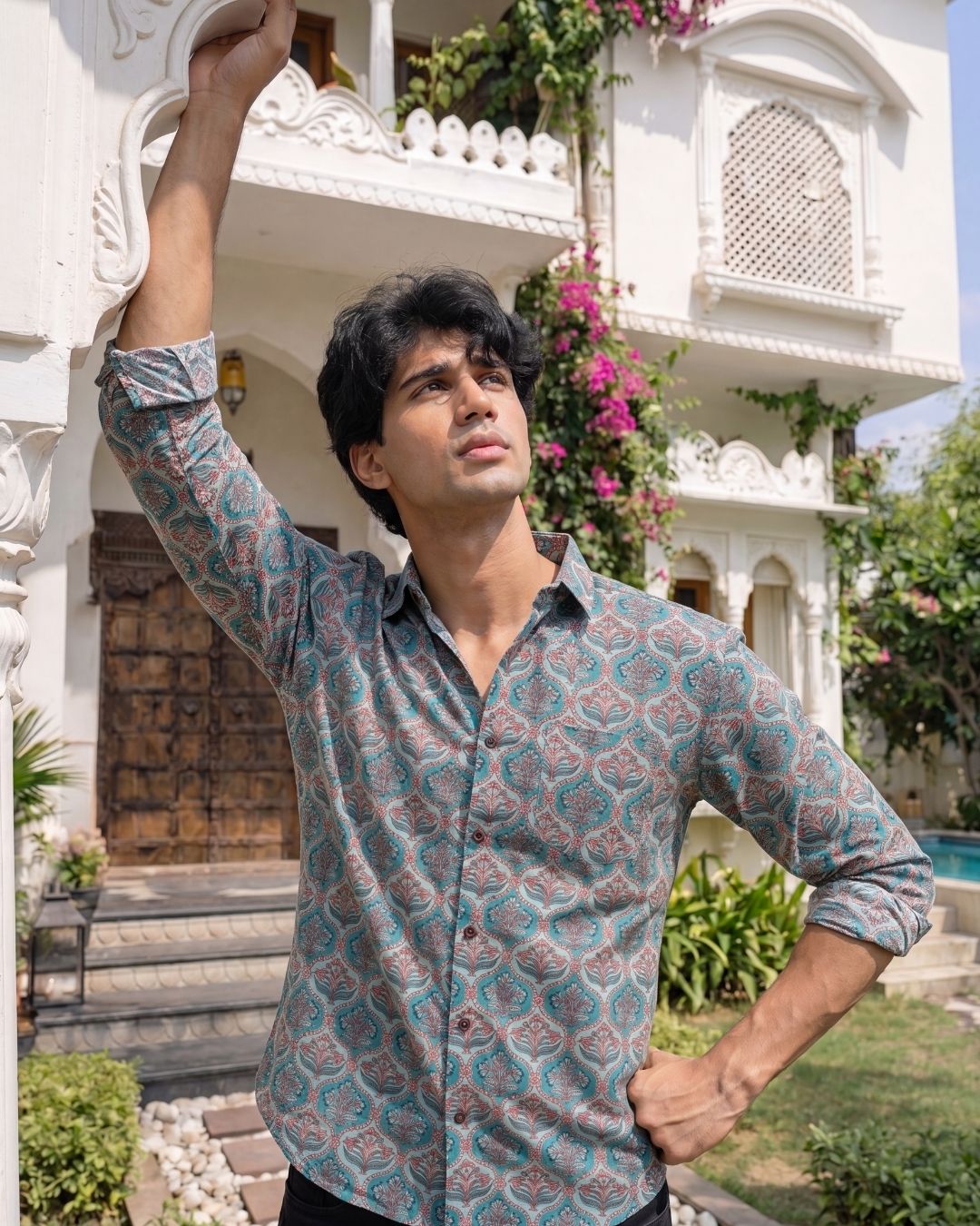 Sanganeri Symphony – Men's Printed Cotton Shirt - Jaipuri Crown