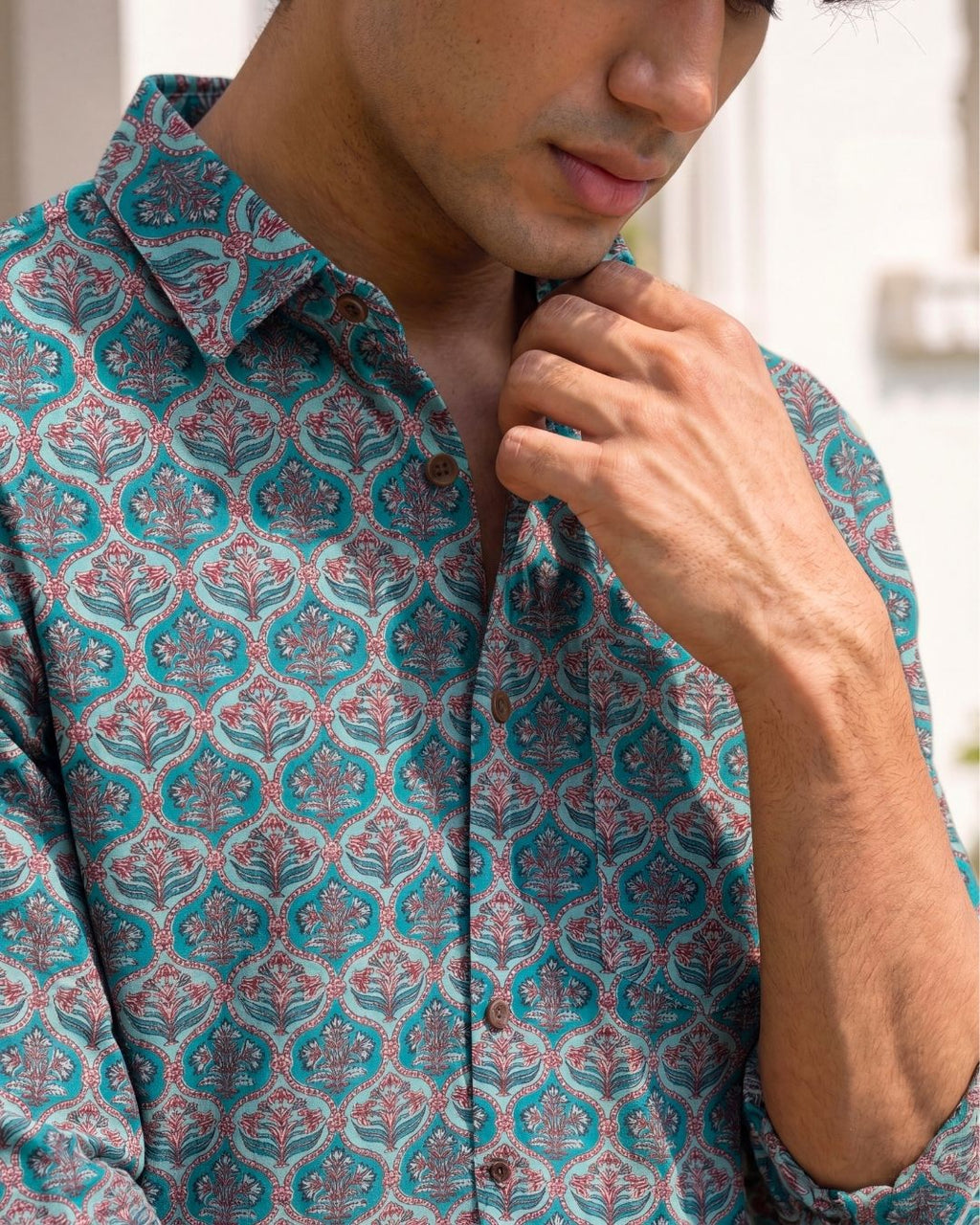 Sanganeri Symphony – Men's Printed Cotton Shirt - Jaipuri Crown