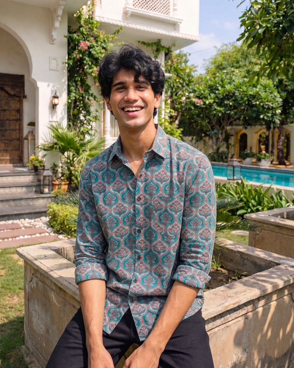 Sanganeri Symphony – Men's Printed Cotton Shirt - Jaipuri Crown