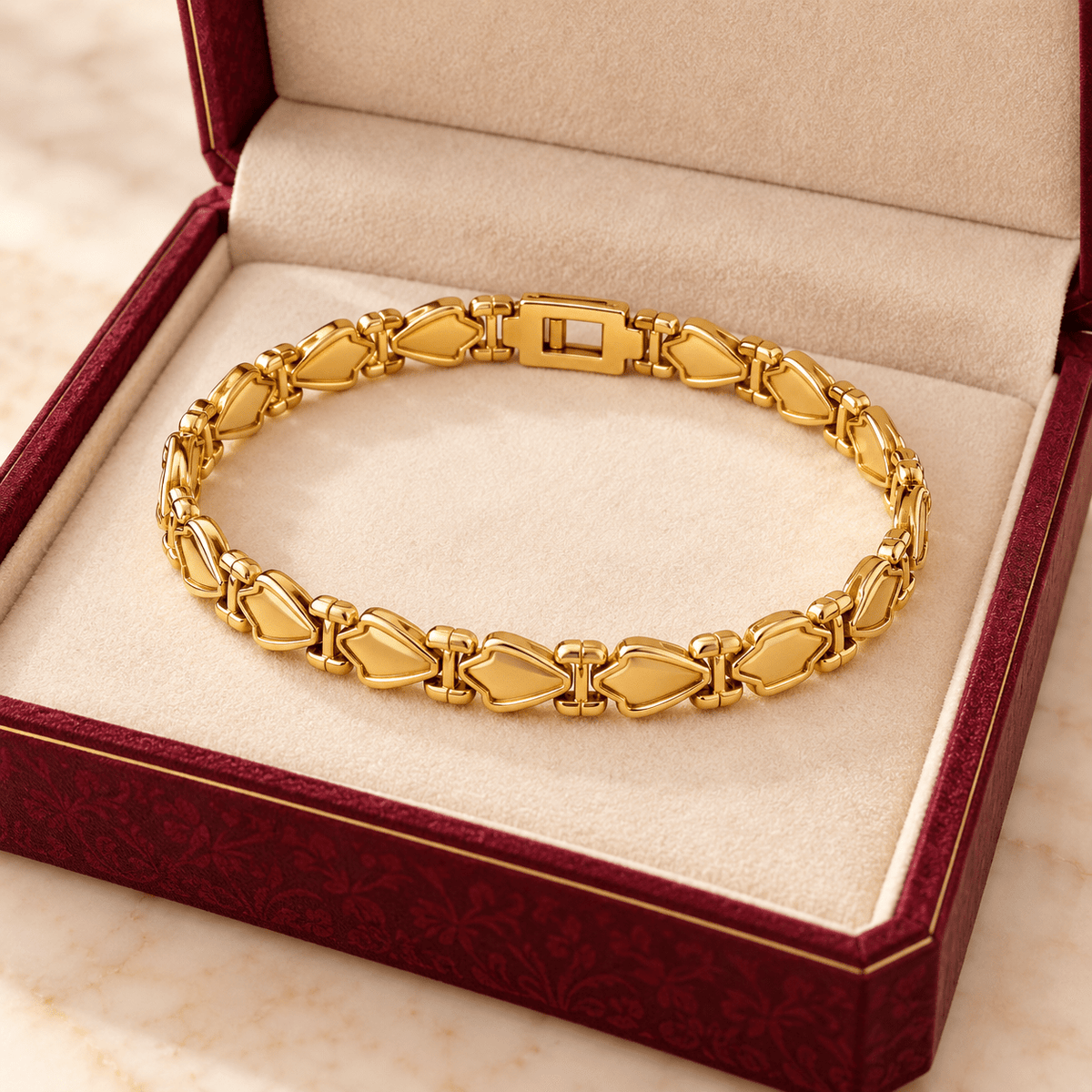 Sculpted Gold Shield-Link Bracelet - Men's Jewellery - Jaipuri Crown